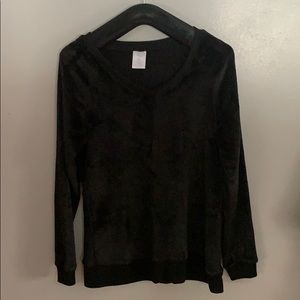 Black fuzzy sleepwear top